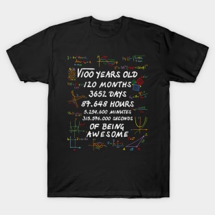 Square Root of 100 10th Birthday 10 Years Old Math T-Shirt